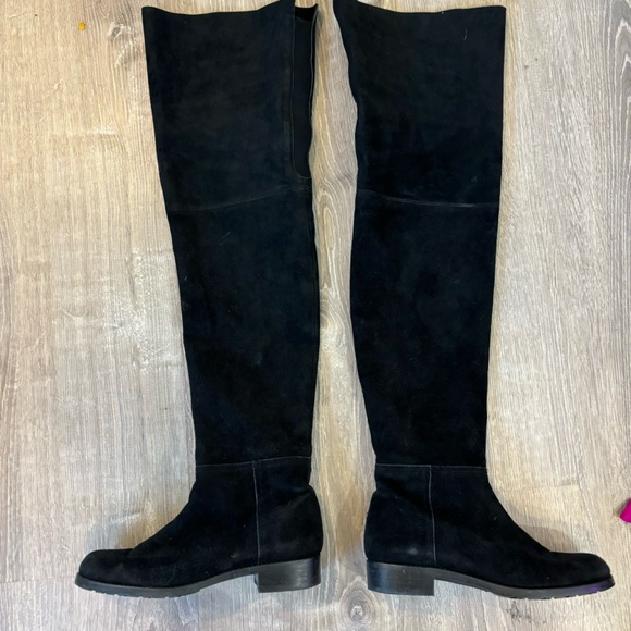 Gently used black suede Stuart Weitzman Hilo thigh high boots - Picture 3 of 11